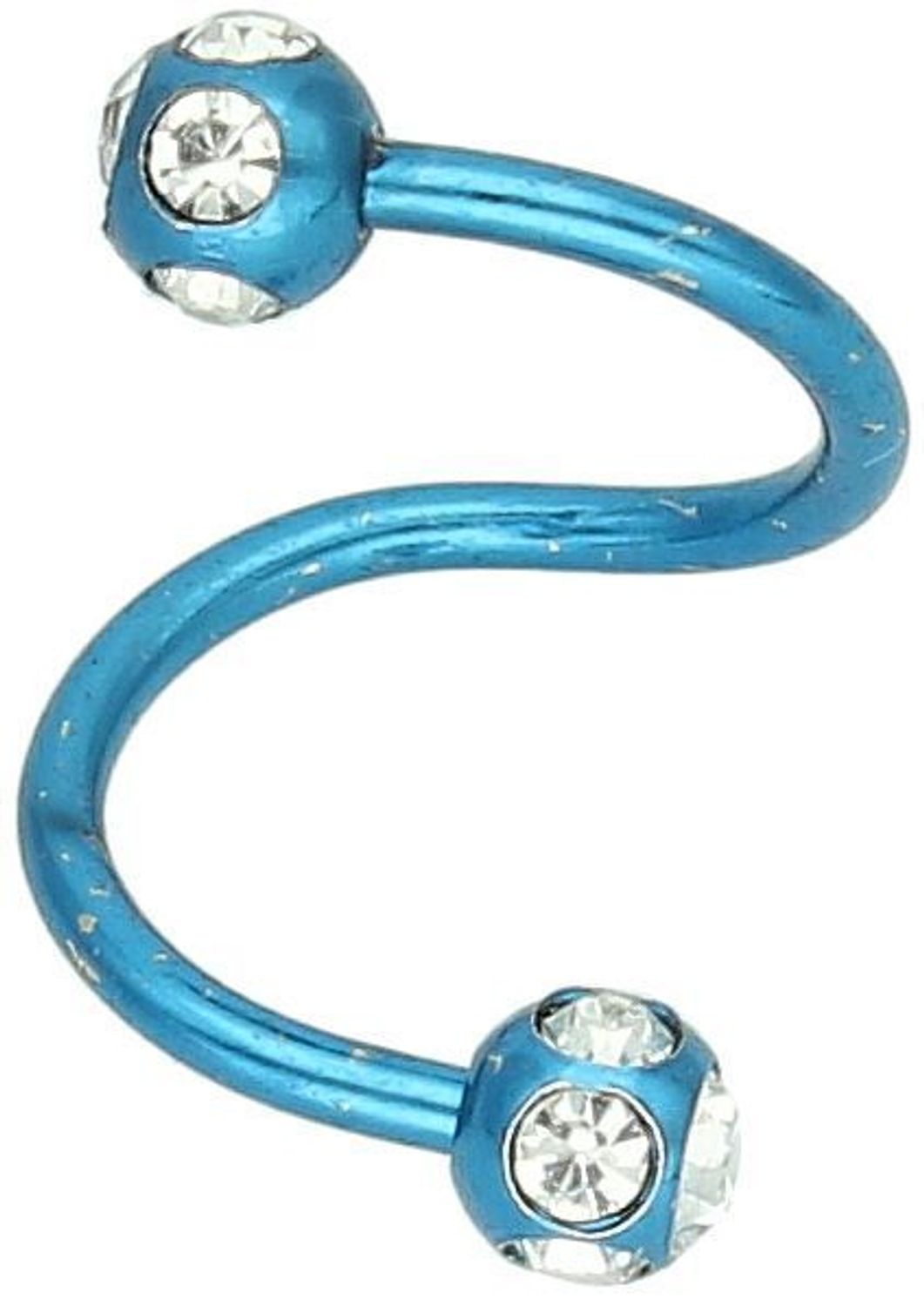 Kolczyk spirala stalowy niebieski z cyrkonią białą KOS 05 Nowoczesny design w połączeniu z subtelnym blaskiem – kolczyk typu spirala w kolorze niebieskim z białą cyrkonią1.jpg